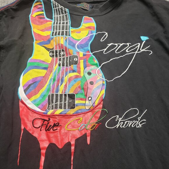 Coogi Long Sleeve Five Color Chords Guitar Black Cotton Mens Size XL Y2k Vintage - Picture 3 of 10